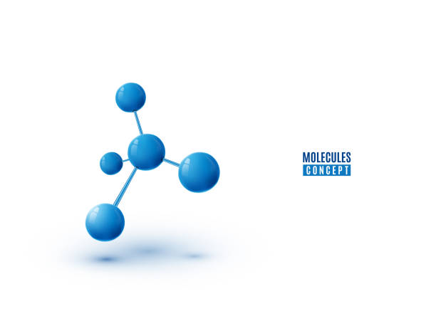 Molecule design isolated on white background. Atoms. 3d molecular structure Molecule design isolated on white background. Atoms. 3d molecular structure with blue connected spherical particles. Vector illustration dna borders stock illustrations