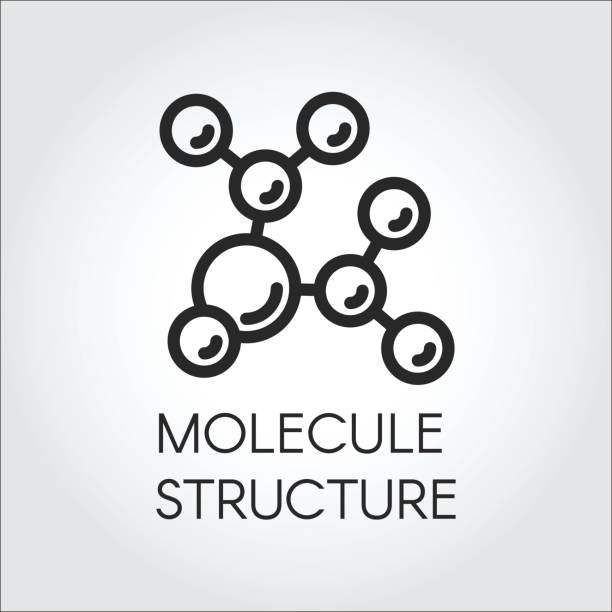 Molecule stucture linear icon. Label of chemical compound for scientific, educational and other projects Molecule stucture linear icon. Label of chemical compound. Vector illustration for scientific, educational and other projects amino acid stock illustrations
