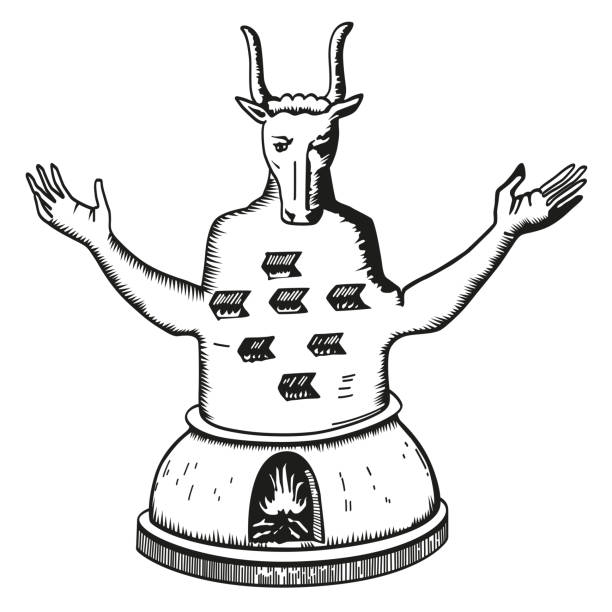 Moloch, also known as Molech or Melek, a pagan sacrifice deity Moloch, also known as Molech or Melek. A pagan deity, since the medieval period portrayed as bull-headed humanoid idol, with arms outstretched over a fire, requiring a very costly and awful sacrifice. mlk stock illustrations