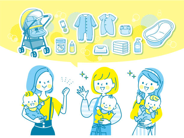 подруга мамы, которая консультирует по поводу детских товаров - baby formula stock illustrations