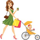 istock Mom Walking Baby In Stroller 165965811