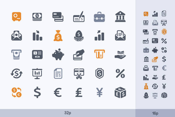 Money _ Banking - Carbon Icons. A set of 30 professional, pixel-aligned icon designed on a 32 x 32 pixel grid. 401k stock illustrations