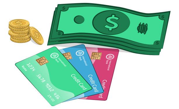 Money and Credit Cards vector art illustration