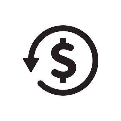 Money back refund investment icon vector, repeat arrow flat design for graphic design, logo, web site, social media, mobile app, ui illustration