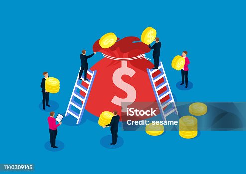 istock Money bag, profit, investment and return, successful business 1140309145