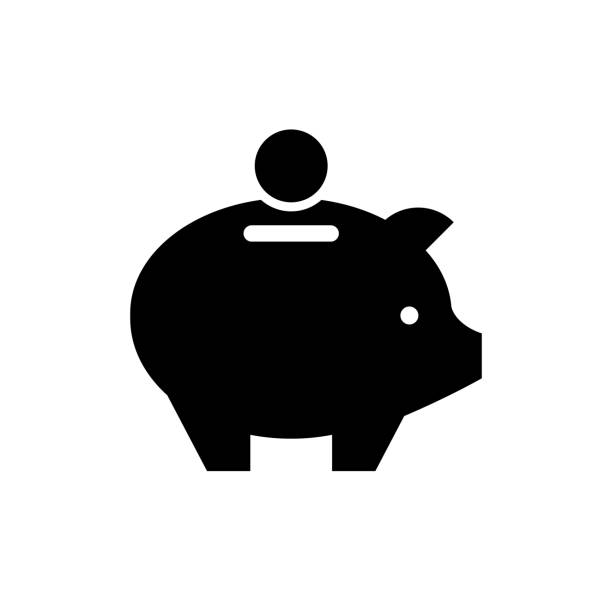 ilustraciones, imágenes clip art, dibujos animados e iconos de stock de icono de caja de dinero - piggy bank