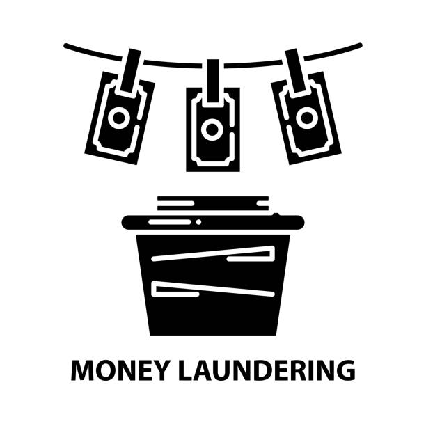money laundering icon, black vector sign with editable strokes, concept illustration money laundering icon, black vector sign with editable strokes, concept symbol illustration money laundering stock illustrations