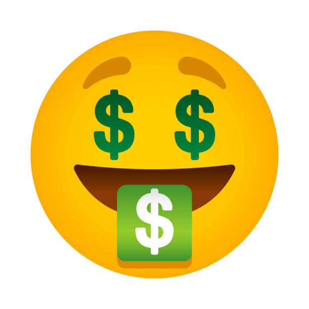 Money Mouth Emoji Icon A cute emoticon or 'emoji' icon. File is built in CMYK for optimal printing and minimal simple gradients used (linear and radial). stick out tongue emoji stock illustrations