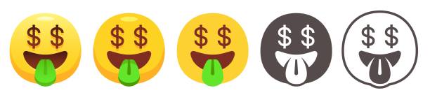 Money mouth emoji vector art illustration