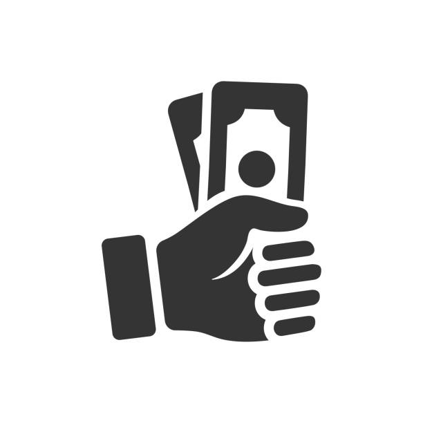 Money on Hand Icon Money on Hand Icon. Beautiful, meticulously designed icon for use in Website Design, Presentations, Infographics and on Printed Materials. compensation stock illustrations