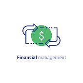 istock Money savings, investment plan, stock market, finance services, line icon 822667290