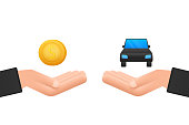 istock Money vs car vector illustration. Flat icon on white backdrop. Flat vector cartoon money illustration. 1362010158