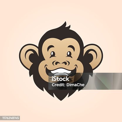 istock Monkey head. Smiling monkey face 1176248145