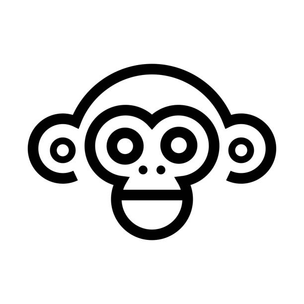 Monkey icon vector Monkey symbol, line icon isolated monkey stock illustrations