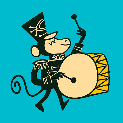 Monkey playing drum