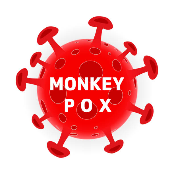 illustrazioni stock, clip art, cartoni animati e icone di tendenza di monkey pox virus icona - vaiolo delle scimmie