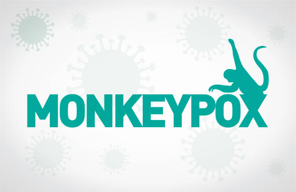 ilustrações de stock, clip art, desenhos animados e ícones de monkeypox virus banner design. monkey silhouette. dangerous disease, wound on the body. - monkeypox