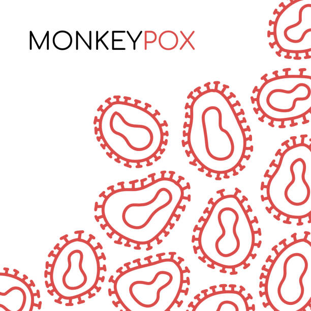 monkeypox virus banner. monkeypox outbreak pandemic design with microscopic cells view background. linear abstract vector illustration. - 猴痘 幅插畫檔、美工圖案、卡通及圖標