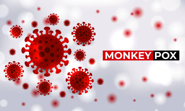 monkeypox virus cells outbreak medical banner. - 猴痘 幅插畫檔、美工圖案、卡通及圖標