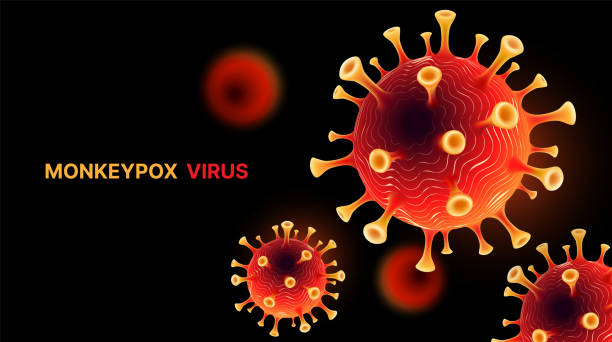 monkeypox virus disease infection medical. monkey pox virus outbreak pandemic background  with typography and copy space, vector illustration - 猴痘 幅插畫檔、美工圖案、卡通及圖標