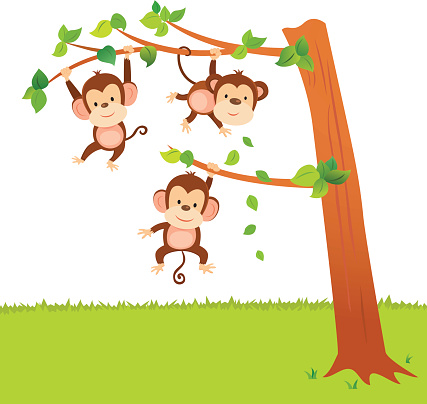 Monkeys swinging in a tree