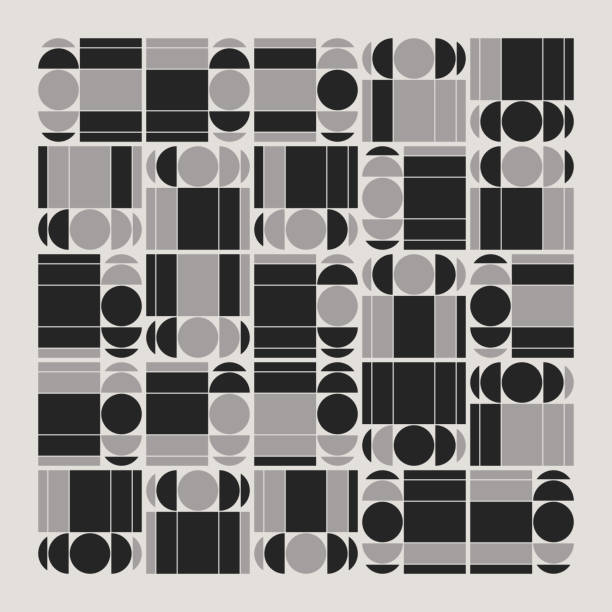 Monochrome Color Abstract Vector Pattern Design Made With Random Geometric Shapes vector art illustration