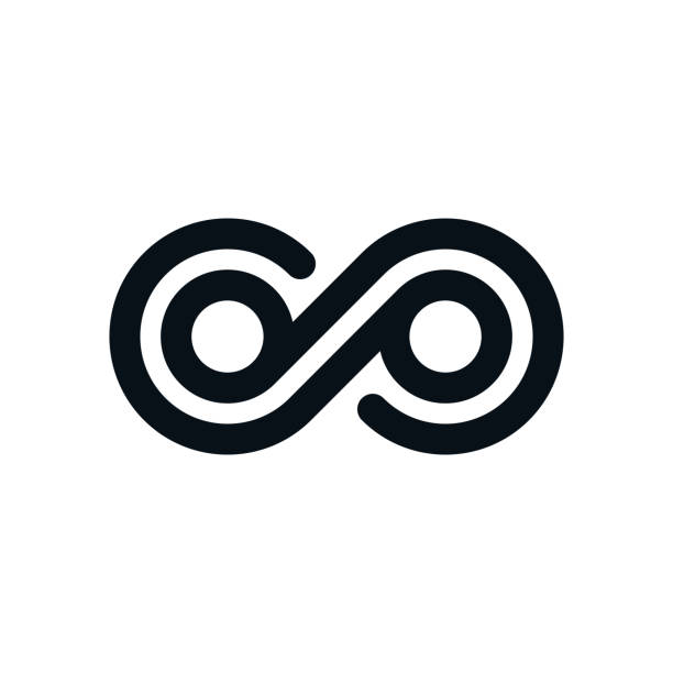 Monochrome infinity symbol Eyes shaped infinity symbol on white background. road symbols stock illustrations