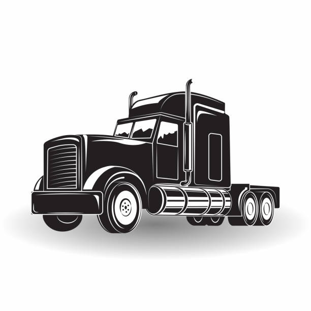 monochrome lastwagen-symbol - truck stock-grafiken, -clipart, -cartoons und -symbole