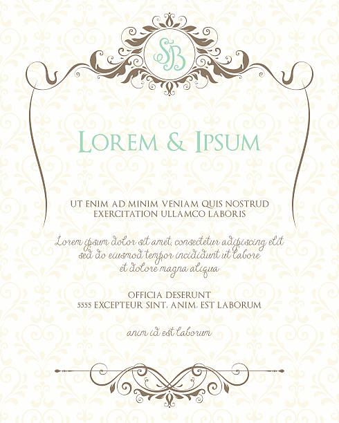 Monogram Page Design Ornate page design with decorative floral frame and monogram. Use for wedding invitations, greeting cards, invitations, menus, covers, posters, brochures and flyers. Vector illustration. wedding invitation stock illustrations