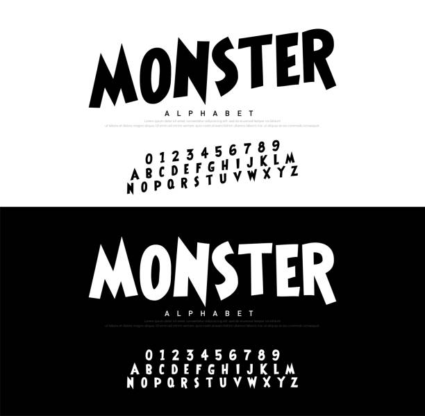 bildbanksillustrationer, clip art samt tecknat material och ikoner med monster cartoon alfabetet skrämmande typeace. - fasa