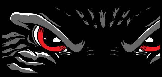 ilustrações de stock, clip art, desenhos animados e ícones de a monster eyes lurking out - dragões olho