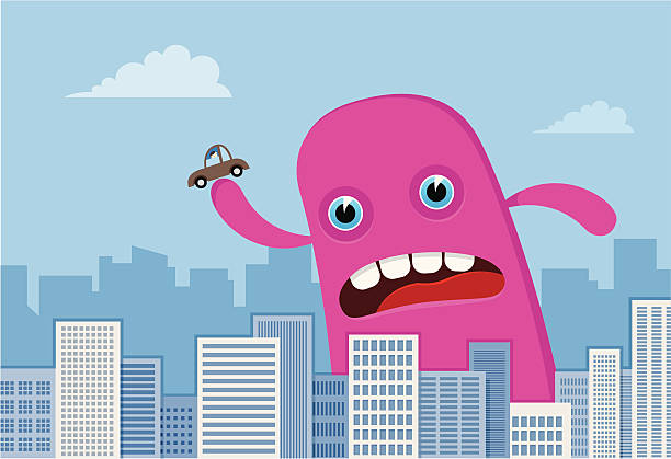 Monster in the city vector art illustration