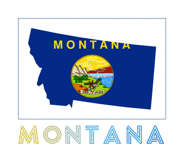 Montana Logo. Map of Montana with us state name and flag. Montana Logo. Map of Montana with us state name and flag. Elegant vector illustration. istock images stock illustrations