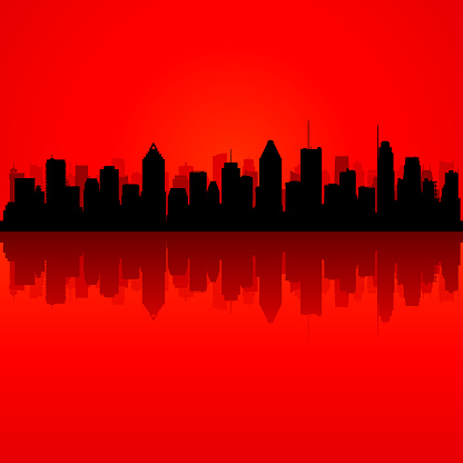 Montreal Skyline Silhouette (All Buildings Are Complete and Moveable)