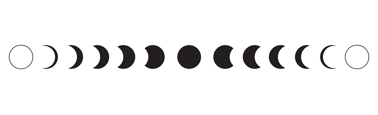 Moon Phases Icon On White Background Vector Illustration Stock