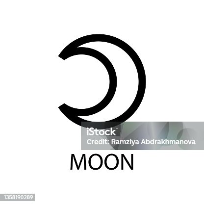 istock Moon planet symbol. Vector black sign on white. Astrological calendar. Jyotisha. Hinduism, Indian or Vedic astrology horoscope 1358190289