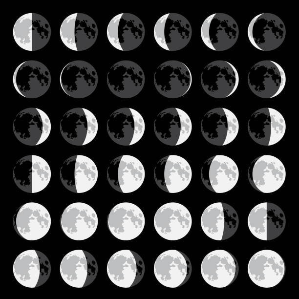 Moon Moon phases in vector moon stock illustrations