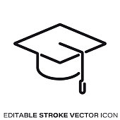 istock Mortarboard vector line icon 1158360468