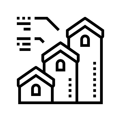 mortgage from little to big house line icon vector. mortgage from little to big house sign. isolated contour symbol black illustration