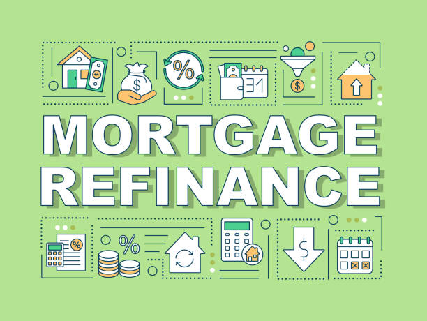 ипотечное рефинансирование слово понятия баннер - mortgage stock illustrations