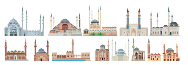 Mosque Vector Mosque minaret stock illustrations