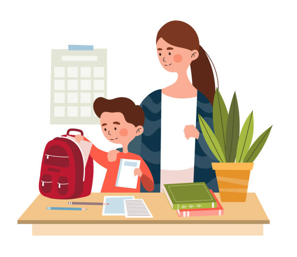 Mother Getting Ready For School Illustrations Royalty Free Vector Graphics Clip Art Istock
