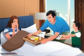 istock Mother Getting Breakfast in Bed Surprise on Mothers Day 670150142