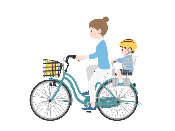 日本人 自転車 イラスト素材