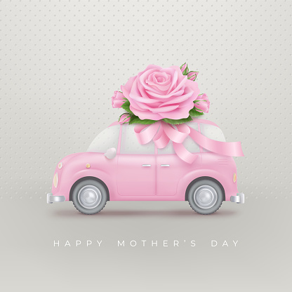 Mother s day background with rose and car