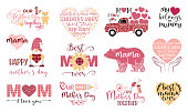 istock Mother s Day Vector Set, mothers day quote bundle 1386825061
