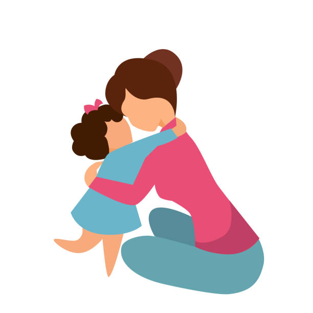mother with daughter Vector illustration mom with daughter hug each other mother silhouettes stock illustrations