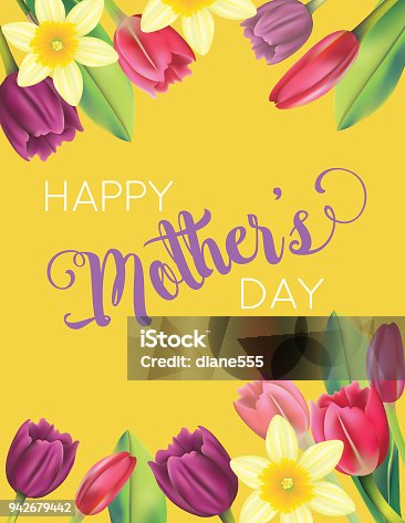 istock Mother's Day Card With Floral Designs 942679442