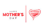 istock Mother's Day card with hand drawn heart. Vector 1394848994
