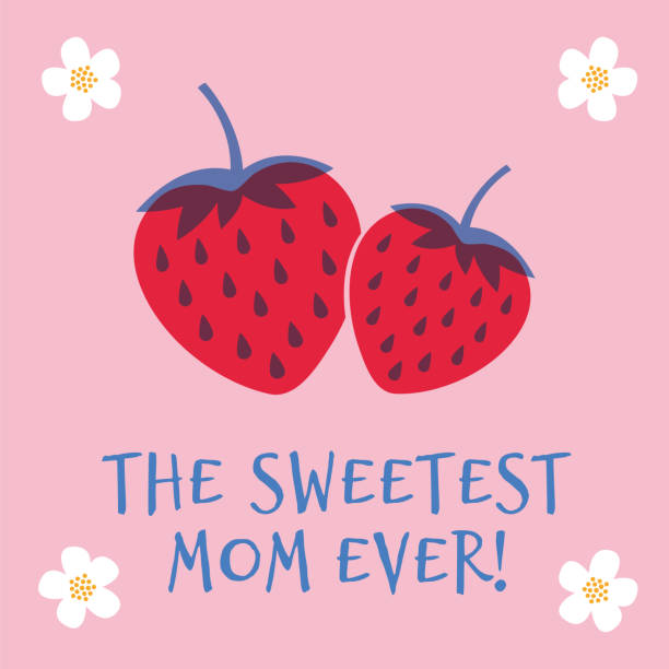 ilustrações de stock, clip art, desenhos animados e ícones de mothers day greeting card with strawberry. spring holidays. vector illustration. - natural food infographics